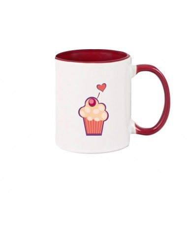 Kinder Tasse süße Motive Muffin, Farbe burgundy