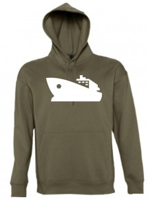 Kapuzen Sweatshirt  Yacht, Boot, Skipper, Kapitän kult, army, Größe L