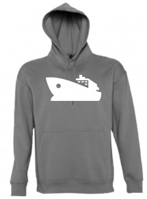 Kapuzen Sweatshirt  Yacht, Boot, Skipper, Kapitän kult, grau, Größe L