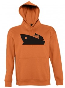Kapuzen Sweatshirt  Yacht, Boot, Skipper, Kapitän kult, orange, Größe L