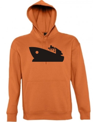 Kapuzen Sweatshirt  Yacht, Boot, Skipper, Kapitän kult, orange, Größe L