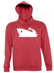 Kapuzen Sweatshirt  Yacht, Boot, Skipper, Kapitän kult, rot, Größe L