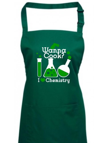 Kochschürze, Wanna Cook Reagenzglas I love Chemistry, Farbe bottlegreen