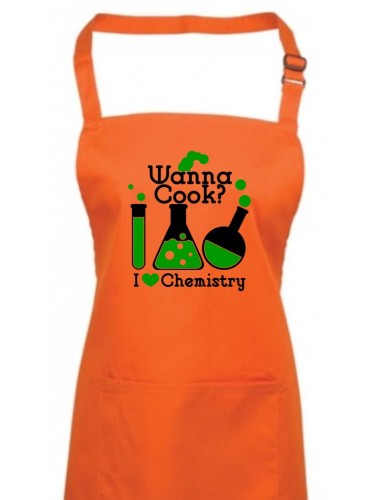 Kochschürze, Wanna Cook Reagenzglas I love Chemistry, Farbe orange