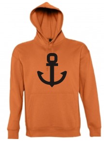Kapuzen Sweatshirt  Anker Boot Skipper Kapitän kult, orange, Größe L