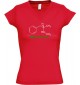 sportlisches Ladyshirt mit V-Ausschnitt Wanna Cook Srukturformel, Farbe rot, Größe L