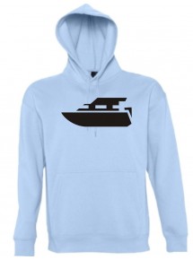 Kapuzen Sweatshirt  Yacht, Boot, Skipper, Kapitän kult, hellblau, Größe L