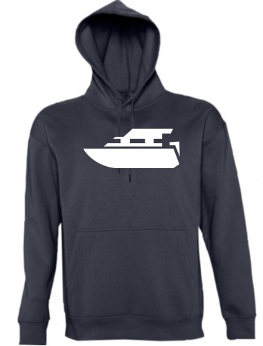 Kapuzen Sweatshirt  Yacht, Boot, Skipper, Kapitän kult, navy, Größe L