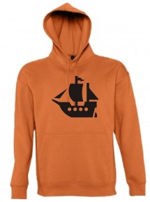 Kapuzen Sweatshirt  Seegelyacht, Boot, Skipper, Kapitän kult, orange, Größe L