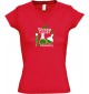 sportlisches Ladyshirt mit V-Ausschnitt Wanna Cook Reagenzglas I love Chemistry, Farbe rot, Größe L