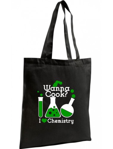 Jute Shopping Bag Wanna Cook Reagenzglas I love Chemistry