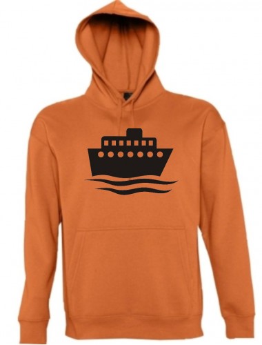 Kapuzen Sweatshirt  Kreuzfahrtschiff, Passagierschiff kult, orange, Größe L