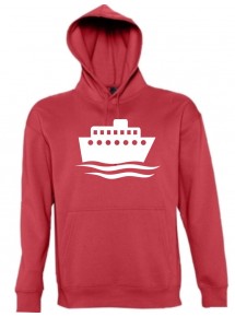 Kapuzen Sweatshirt  Kreuzfahrtschiff, Passagierschiff kult, rot, Größe L