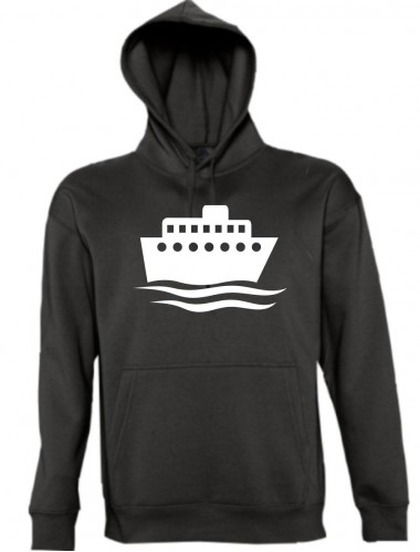 Kapuzen Sweatshirt  Kreuzfahrtschiff, Passagierschiff kult, schwarz, Größe L