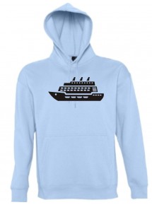 Kapuzen Sweatshirt  Kreuzfahrtschiff, Passagierschiff kult, hellblau, Größe L