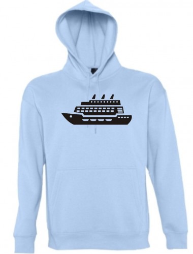 Kapuzen Sweatshirt  Kreuzfahrtschiff, Passagierschiff kult, hellblau, Größe L