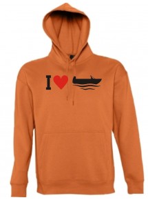 Kapuzen Sweatshirt  I Love Angelkahn, Kapitän kult, orange, Größe L