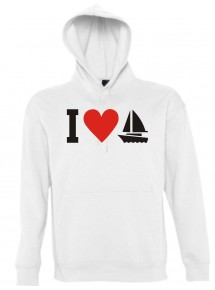 Kapuzen Sweatshirt  I Love Seegeboot, Kapitän, Skipper kult, Größe XS-XXL