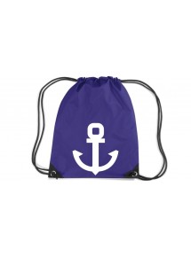 Premium Gymsac Anker Boot Skipper Kapitän, purple