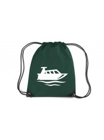 Premium Gymsac Motorboot, Yacht, Boot, Kapitän, bottlegreen