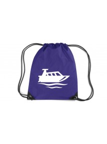 Premium Gymsac Motorboot, Yacht, Boot, Kapitän, purple