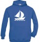 Cooler Kinder Kapuzenpullover Seegelboot, Jolle, Skipper, Kapitän kult, royal, Größe 110/116