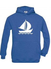 Cooler Kinder Kapuzenpullover Seegelboot, Jolle, Skipper, Kapitän kult, royal, Größe 110/116