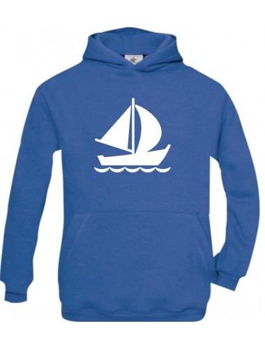 Cooler Kinder Kapuzenpullover Seegelboot, Jolle, Skipper, Kapitän kult, royal, Größe 110/116