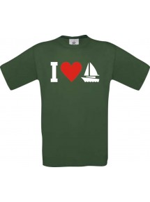 I Love Seegeboot, Kapitän, Skipper  kult, grün, Größe L