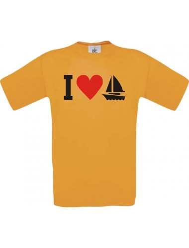 I Love Seegeboot, Kapitän, Skipper  kult, orange, Größe L