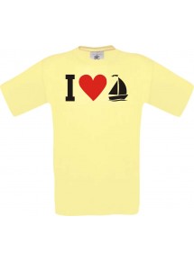 I Love Seegelboot, Kapitän  kult, gelb, Größe L