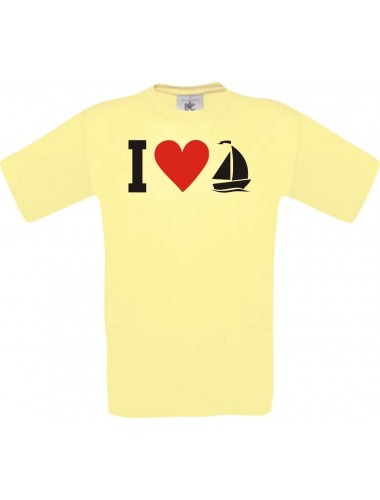 I Love Seegelboot, Kapitän  kult, gelb, Größe L