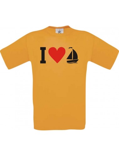 I Love Seegelboot, Kapitän  kult, orange, Größe L