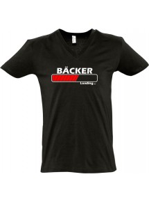 sportlisches Männershirt mit V-Ausschnitt Bäcker Loading, Farbe schwarz, Größe L