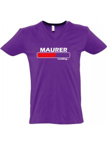 sportlisches Männershirt mit V-Ausschnitt Maurer Loading, Farbe lila, Größe L