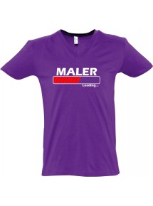 sportlisches Männershirt mit V-Ausschnitt Maler Loading, Farbe lila, Größe L