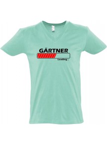 sportlisches Männershirt mit V-Ausschnitt Gärtner Loading, Farbe mint, Größe L