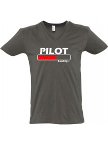 sportlisches Männershirt mit V-Ausschnitt Pilot Loading, Farbe grau, Größe L