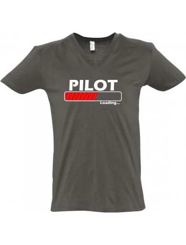sportlisches Männershirt mit V-Ausschnitt Pilot Loading, Farbe grau, Größe L