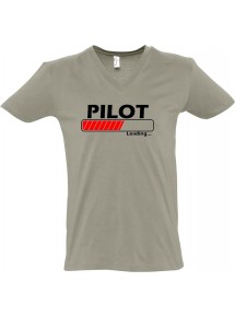 sportlisches Männershirt mit V-Ausschnitt Pilot Loading, Farbe khaki, Größe L
