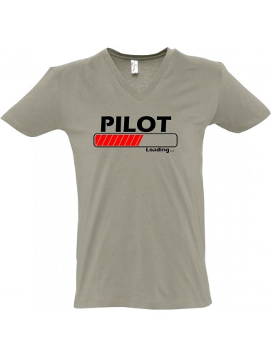 sportlisches Männershirt mit V-Ausschnitt Pilot Loading, Farbe khaki, Größe L