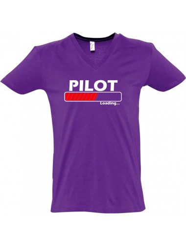 sportlisches Männershirt mit V-Ausschnitt Pilot Loading, Farbe lila, Größe L