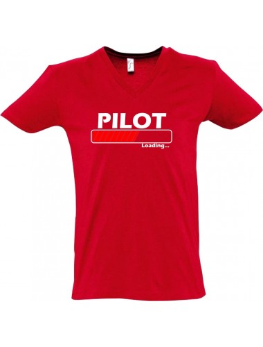 sportlisches Männershirt mit V-Ausschnitt Pilot Loading, Farbe rot, Größe L