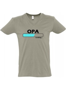 sportlisches Männershirt mit V-Ausschnitt Opa Loading, Farbe khaki, Größe L
