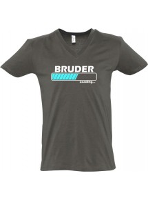 sportlisches Männershirt mit V-Ausschnitt Bruder Loading, Farbe grau, Größe L