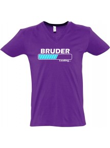 sportlisches Männershirt mit V-Ausschnitt Bruder Loading, Farbe lila, Größe L