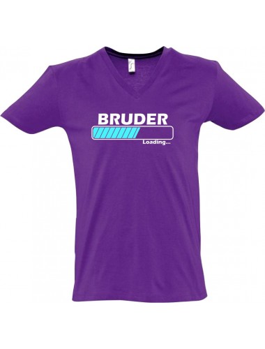 sportlisches Männershirt mit V-Ausschnitt Bruder Loading, Farbe lila, Größe L