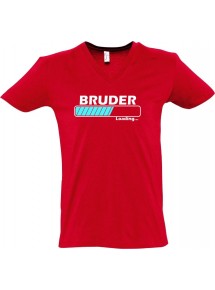 sportlisches Männershirt mit V-Ausschnitt Bruder Loading, Farbe rot, Größe L
