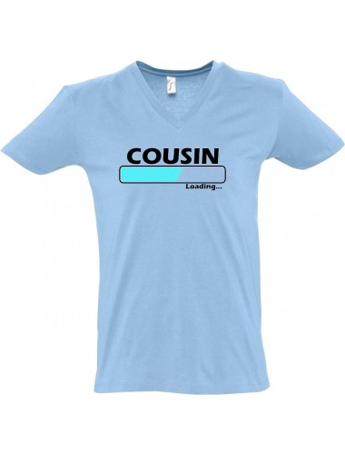 sportlisches Männershirt mit V-Ausschnitt Cousin Loading, Farbe hellblau, Größe L