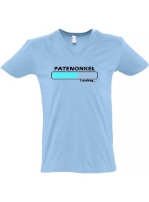 sportlisches Männershirt mit V-Ausschnitt Patenonkel Loading, Farbe hellblau, Größe L